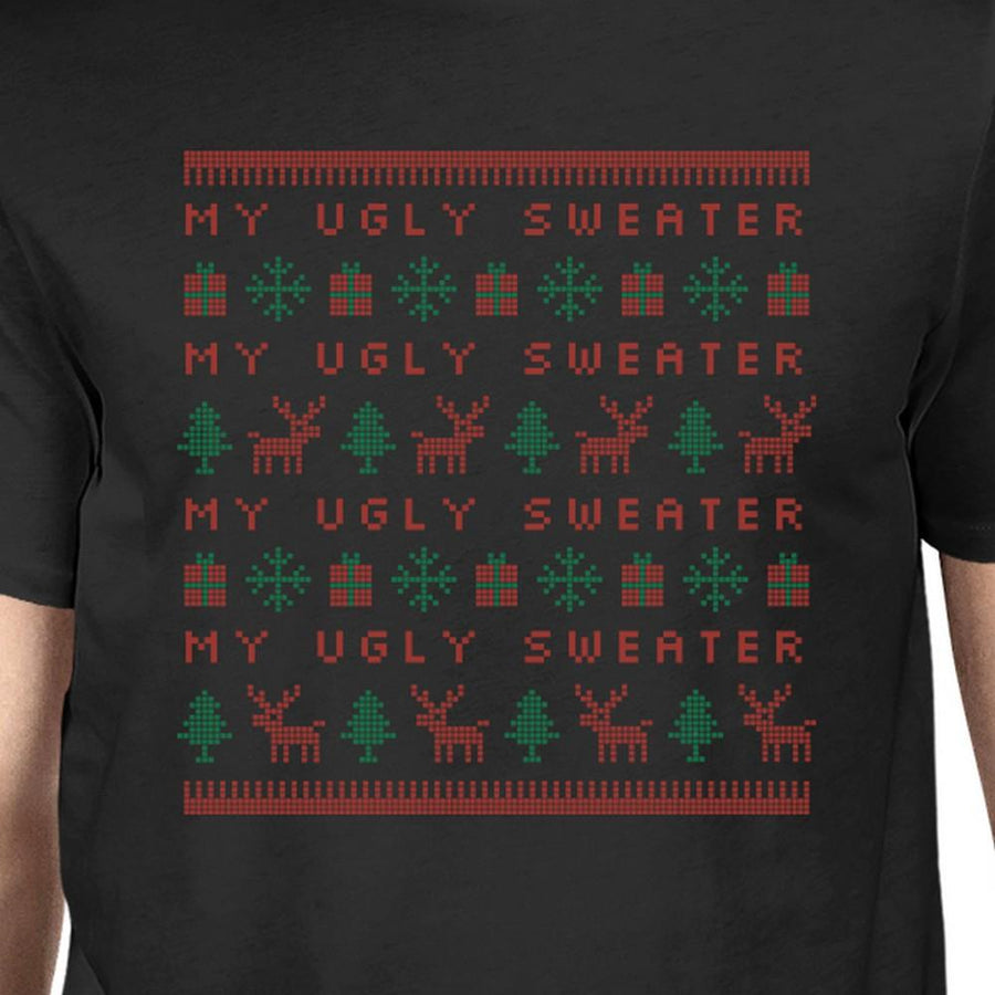 My Ugly Sweater Pattern Mens Black Shirt