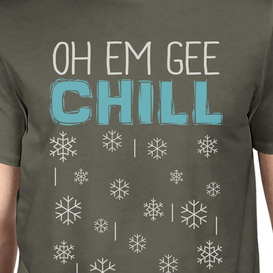 Oh Em Gee Chill Snowflakes Mens Dark Grey Shirt