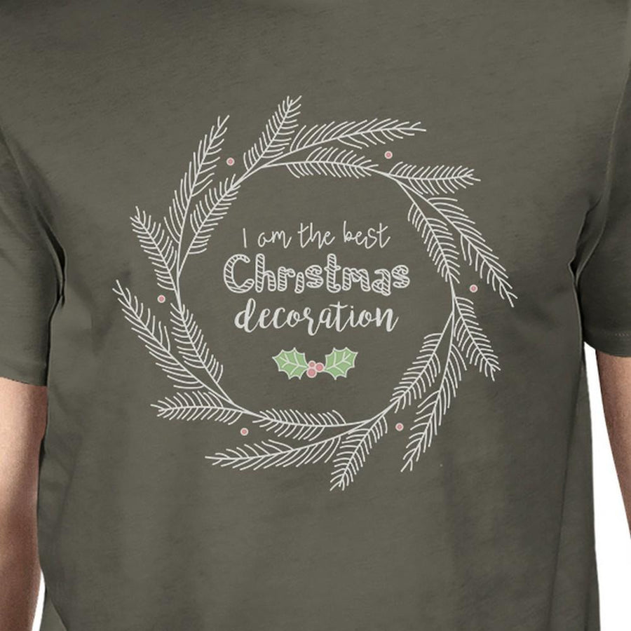 I Am The Best Christmas Decoration Wreath Mens Dark Grey Shirt