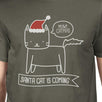 Meowy Catmas Santa Cat Is Coming Mens Dark Grey Shirt