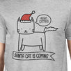 Meowy Catmas Santa Cat Is Coming Mens Grey Shirt