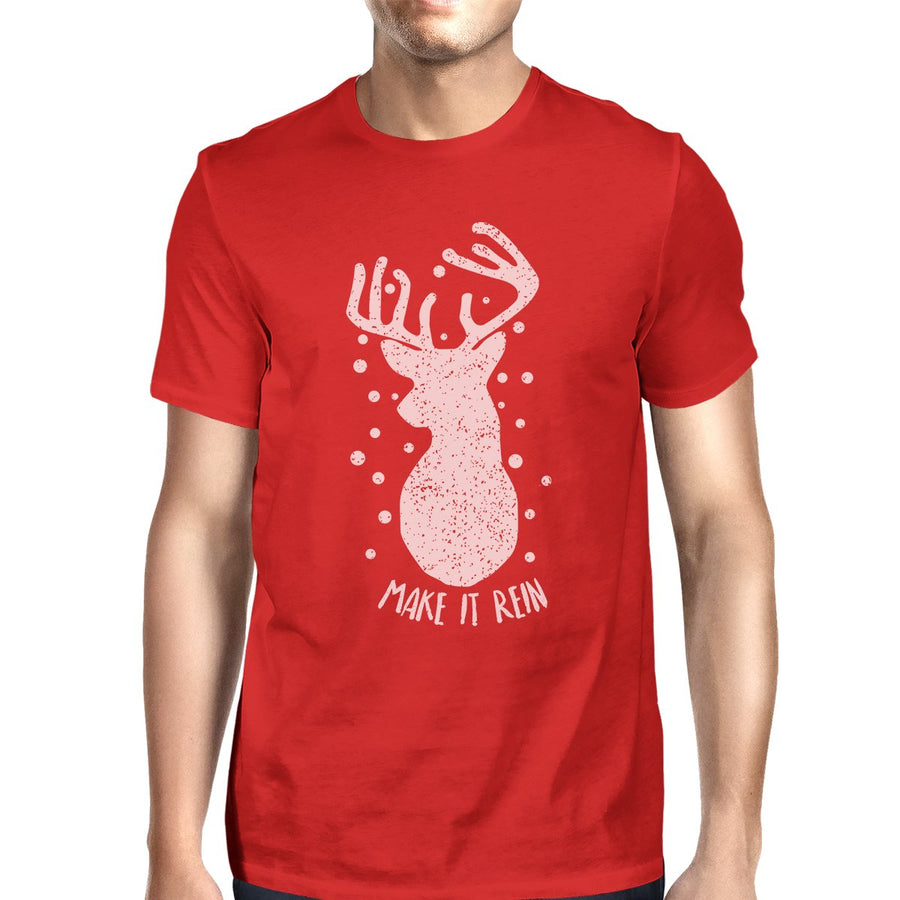 Make It Rein Vintage Reindeer Mens Red Shirt