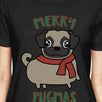 Merry Pugmas Pug Womens Black Shirt