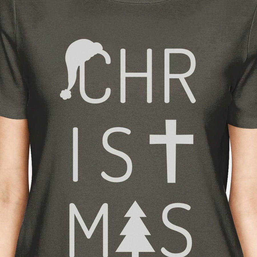 Christmas Letters Womens Dark Grey Shirt