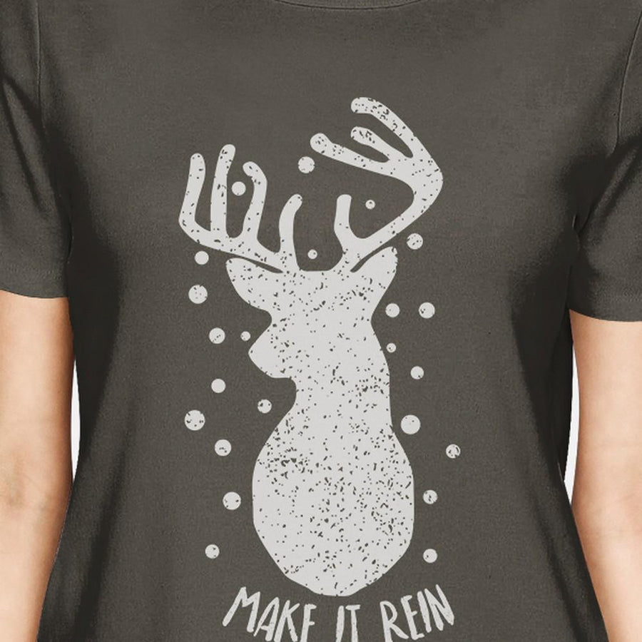 Make It Rein Vintage Reindeer Womens Dark Grey Shirt