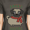 Merry Pugmas Pug Womens Dark Grey Shirt