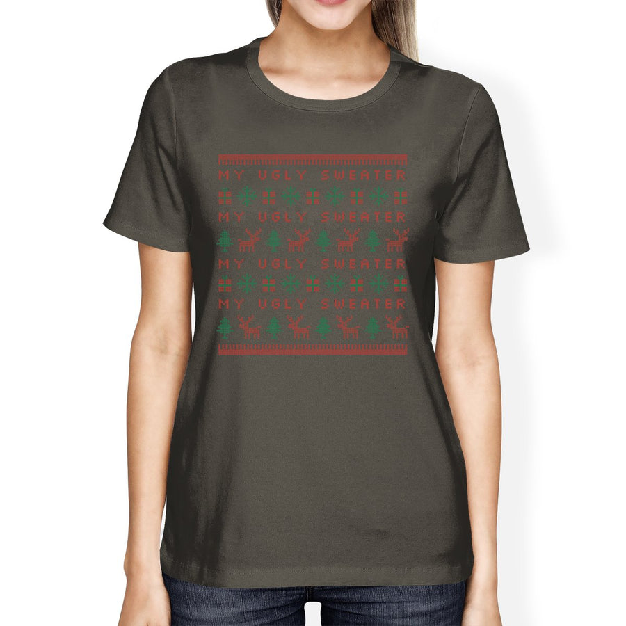 My Ugly Sweater Pattern Womens Dark Grey Shirt