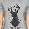 Make It Rein Vintage Reindeer Womens Grey Shirt