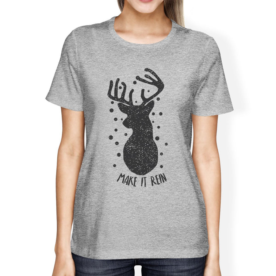 Make It Rein Vintage Reindeer Womens Grey Shirt