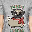 Merry Pugmas Pug Womens Grey Shirt