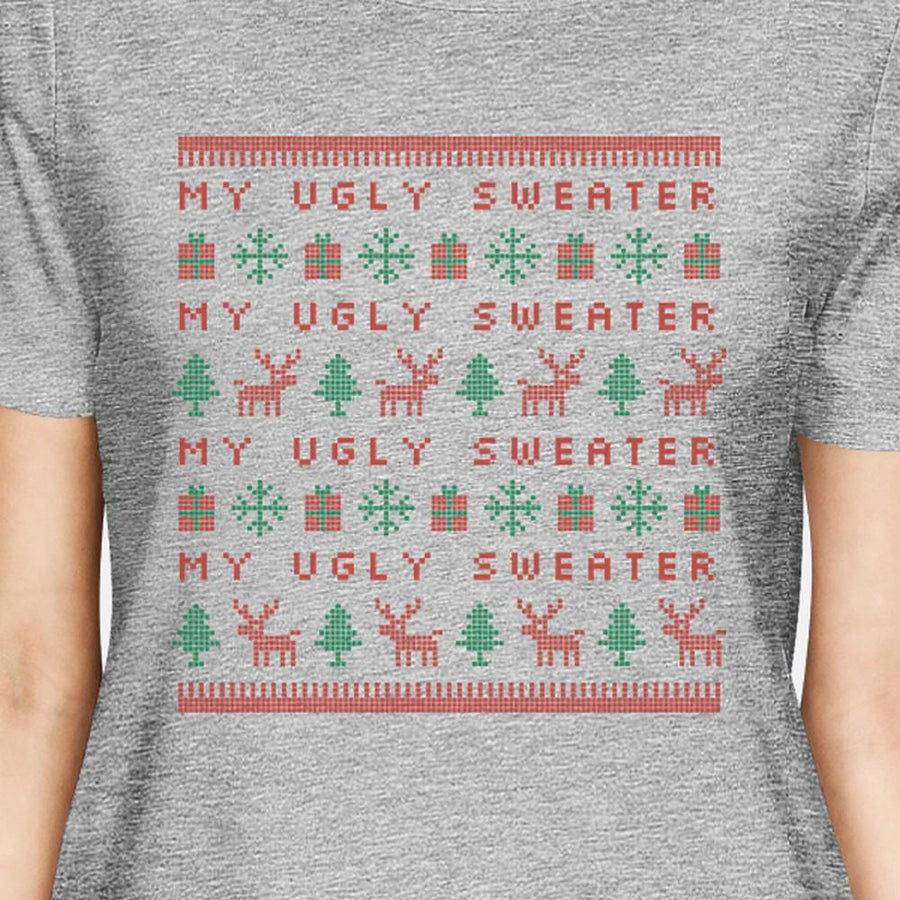 My Ugly Sweater Pattern Womens Grey Shirt