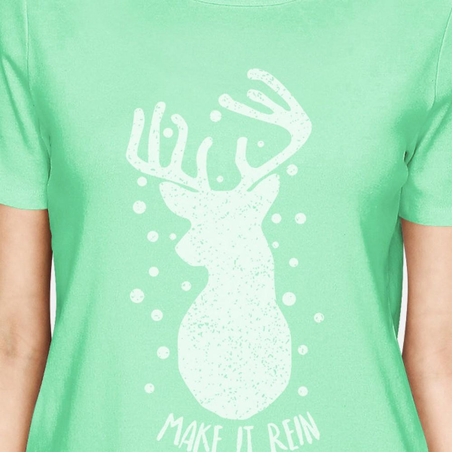 Make It Rein Vintage Reindeer Womens Mint Shirt