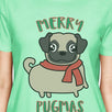 Merry Pugmas Pug Womens Mint Shirt