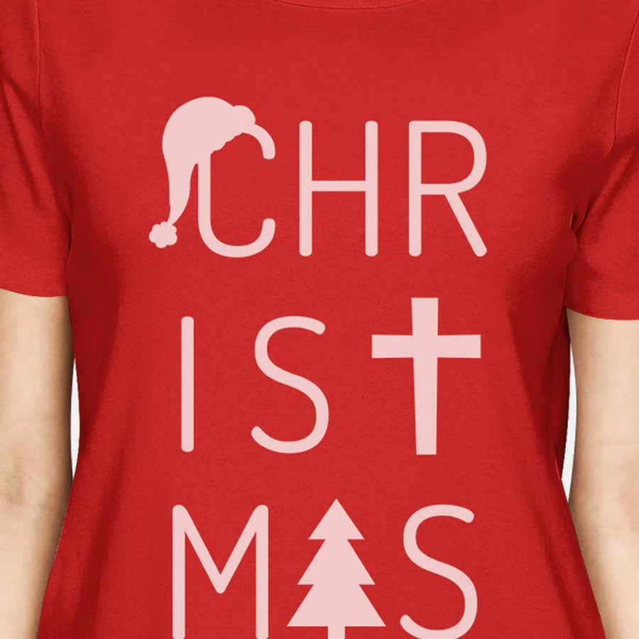 Christmas Letters Womens Red Shirt