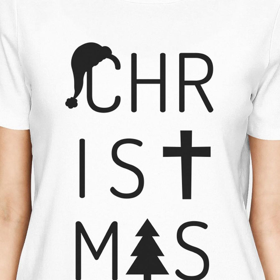 Christmas Letters Womens White Shirt