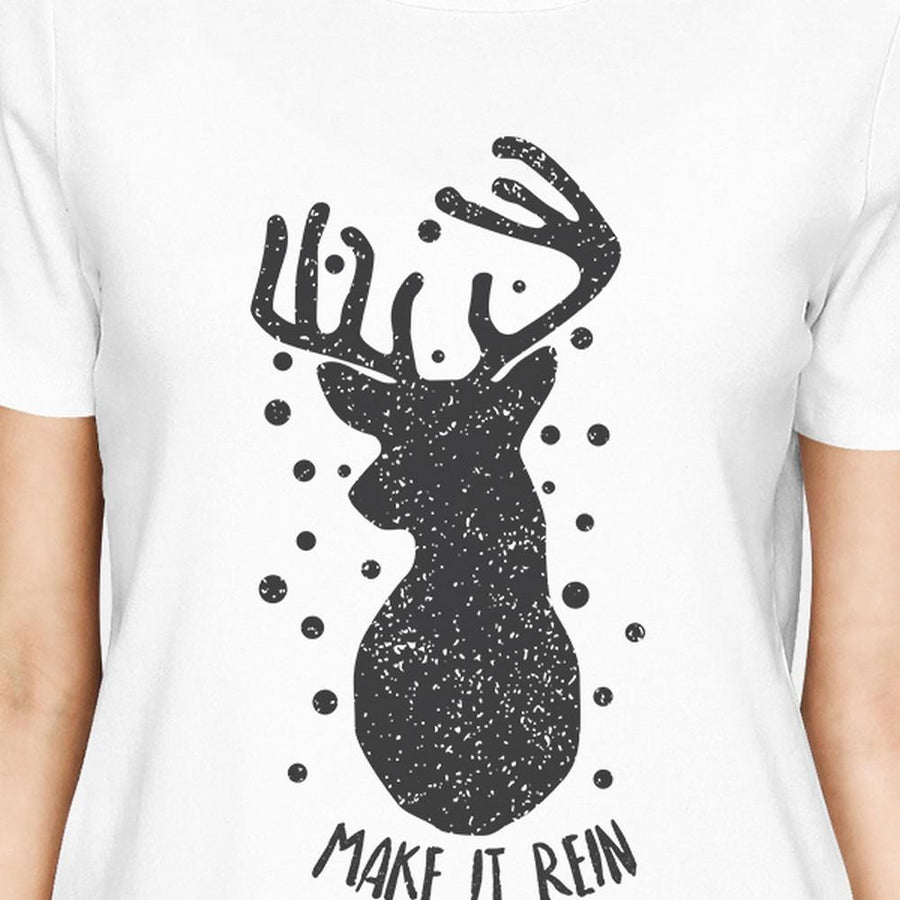 Make It Rein Vintage Reindeer Womens White Shirt