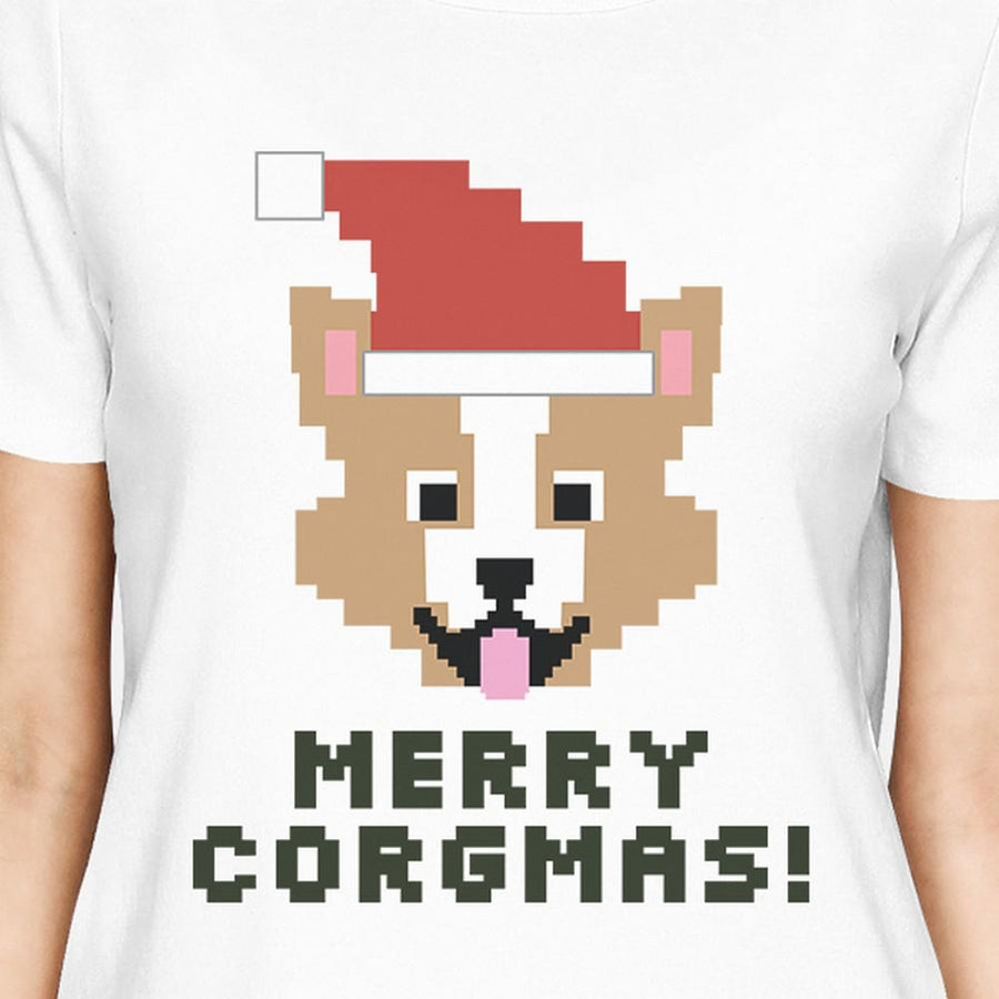 Merry Corgmas Corgi Womens White Shirt