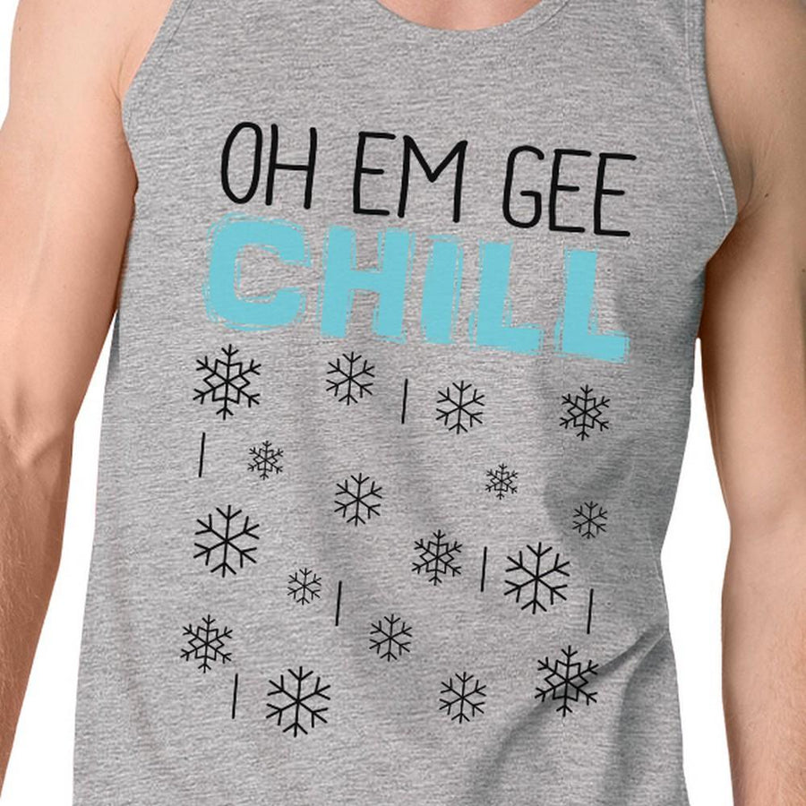 Oh Em Gee Chill Snowflakes Mens Grey Tank Top