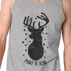 Make It Rein Vintage Reindeer Mens Grey Tank Top