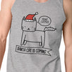 Meowy Catmas Santa Cat Is Coming Mens Grey Tank Top