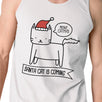 Meowy Catmas Santa Cat Is Coming Mens White Tank Top