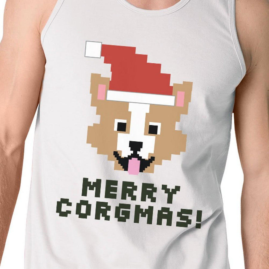 Merry Corgmas Corgi Mens White Tank Top