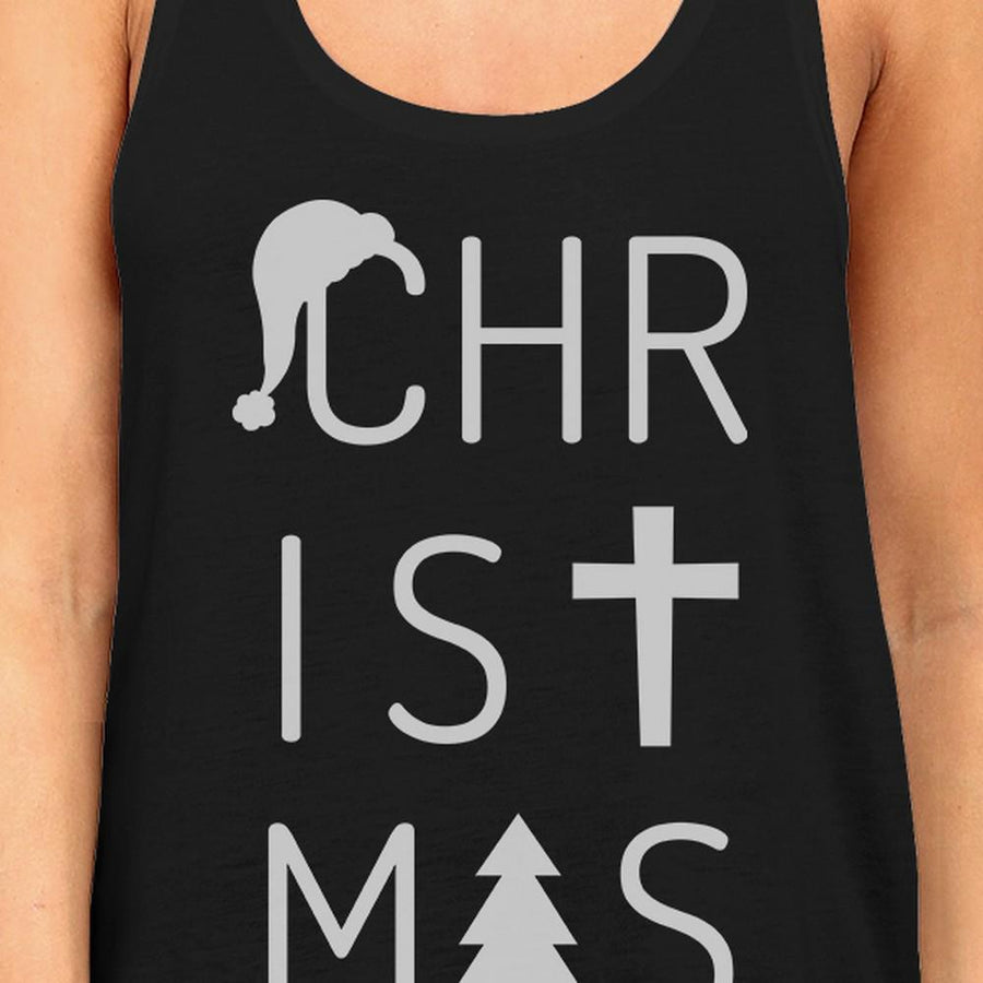 Christmas Letters Womens Black Tank Top