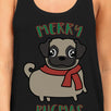 Merry Pugmas Pug Womens Black Tank Top