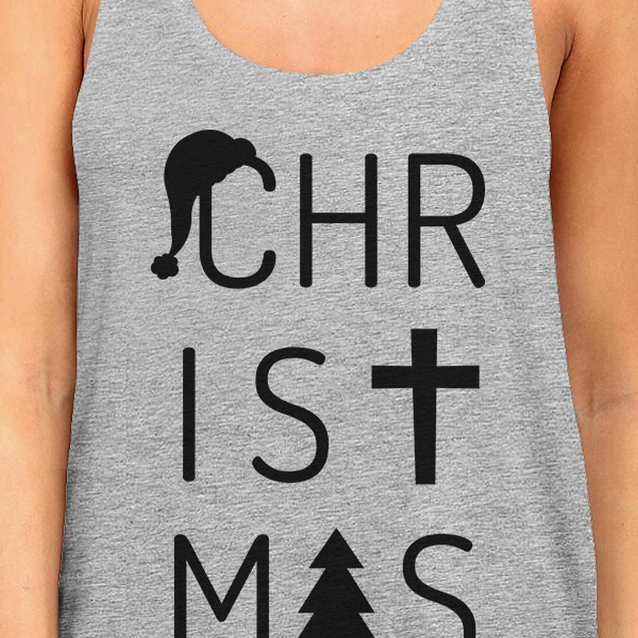 Christmas Letters Womens Grey Tank Top