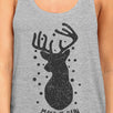 Make It Rein Vintage Reindeer Womens Grey Tank Top