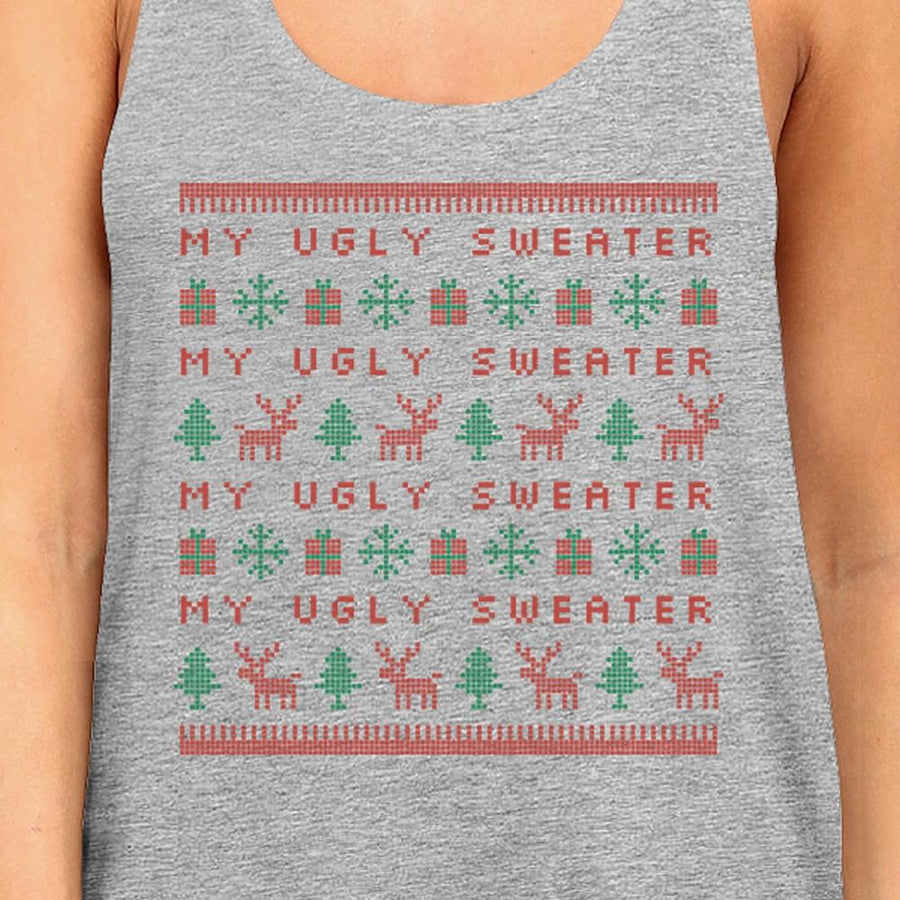 My Ugly Sweater Pattern Womens Grey Tank Top