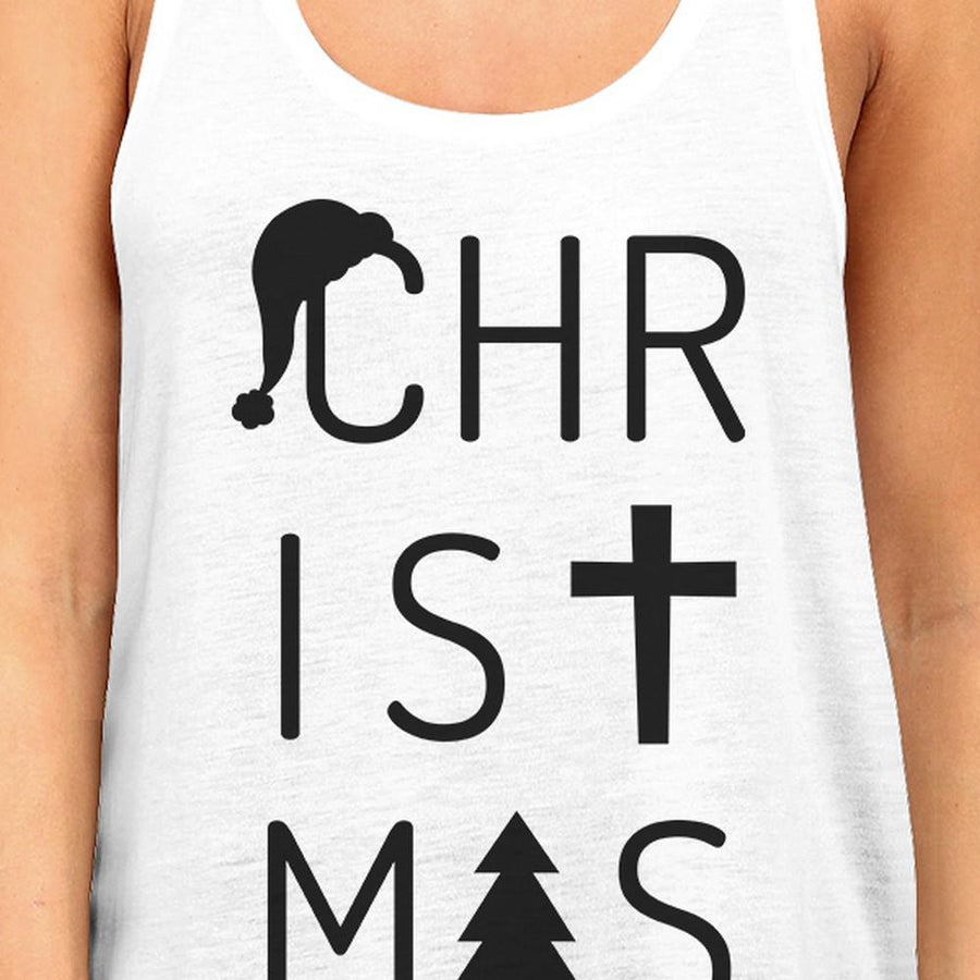 Christmas Letters Womens White Tank Top