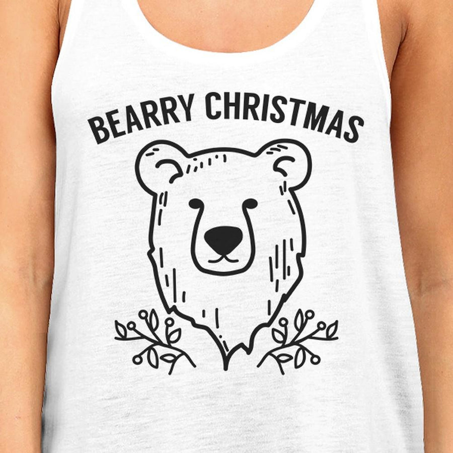 Bearry Christmas Bear Womens White Tank Top