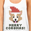 Merry Corgmas Corgi Womens White Tank Top