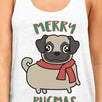 Merry Pugmas Pug Womens White Tank Top