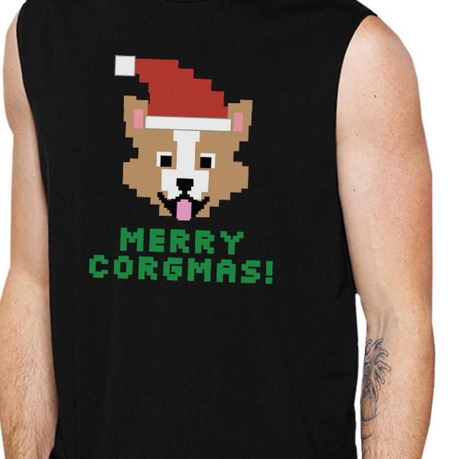 Merry Corgmas Corgi Mens Black Muscle Top