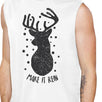 Make It Rein Vintage Reindeer Mens White Muscle Top