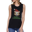 Merry Corgmas Corgi Womens Black Muscle Top