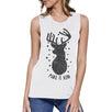 Make It Rein Vintage Reindeer Womens White Muscle Top