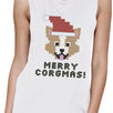 Merry Corgmas Corgi Womens White Muscle Top