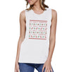 My Ugly Sweater Pattern Womens White Muscle Top