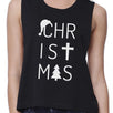 Christmas Letters Womens Black Crop Top