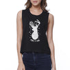 Make It Rein Vintage Reindeer Womens Black Crop Top