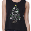 It's Time To Get The Trees Lit Womens Black Crop Top