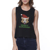 Merry Corgmas Corgi Womens Black Crop Top