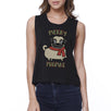 Merry Pugmas Pug Womens Black Crop Top