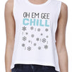 Oh Em Gee Chill Snowflakes Womens White Crop Top