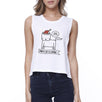 Meowy Catmas Santa Cat Is Coming Womens White Crop Top