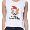 Merry Corgmas Corgi Womens White Crop Top