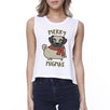 Merry Pugmas Pug Womens White Crop Top